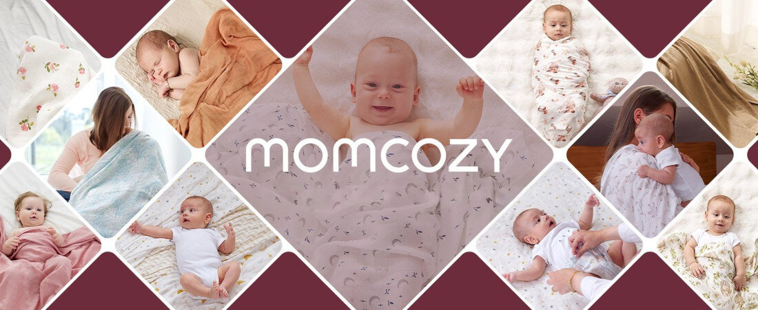 Zestaw otulaczy muślinowych MOMCOZY SJ003-Z200NB-B (4 szt.) Do owijania niemowląt wygląd design tło prezentacja wizualizacja