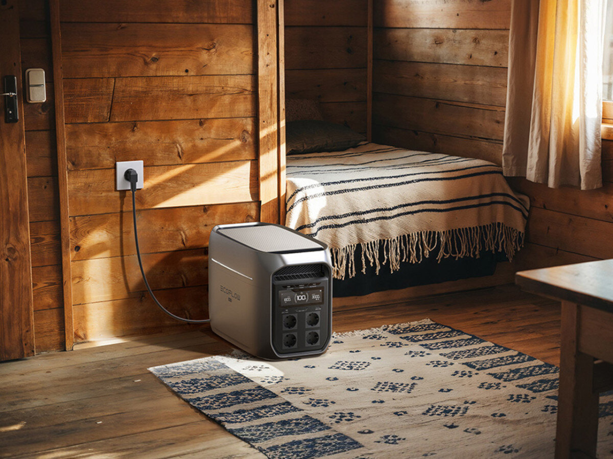 Stacja zasilania ECOFLOW Delta 3 Max 2048 Wh, efektywność, technologia, oszczędność, prędkość, EcoFlow DELTA Max zasilająca domek letniskowy