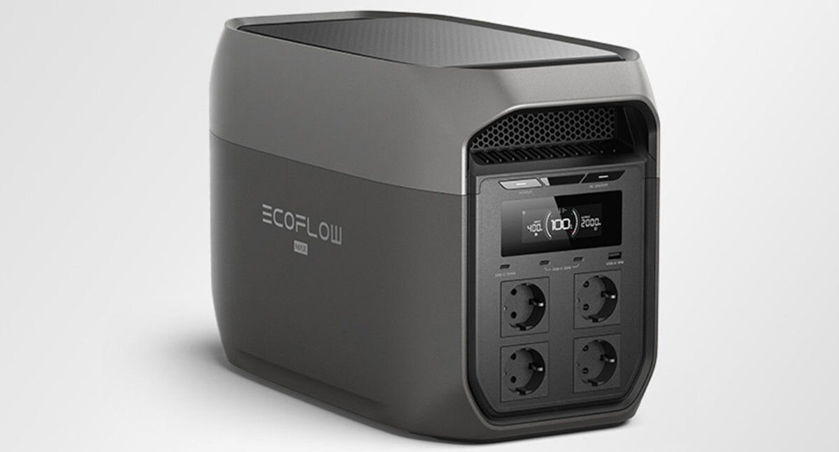 Stacja zasilania ECOFLOW Delta 3 Max 2048 Wh, kontrola, monitoring, inteligencja, optymalizacja, EcoFlow DELTA Max widok z góry i z boku