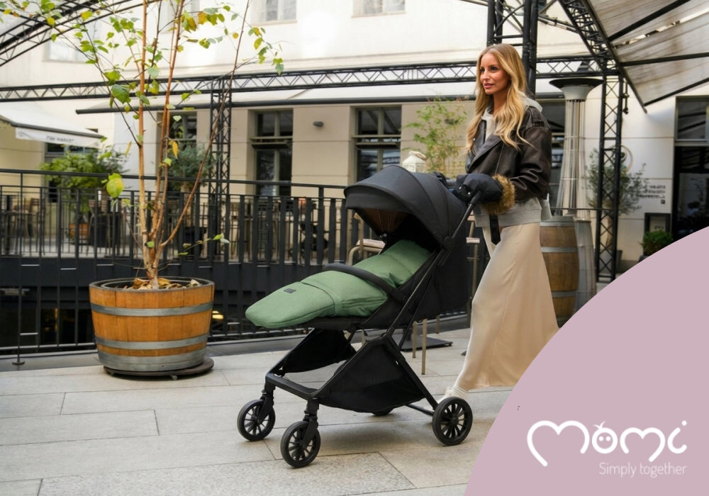 Śpiworek MOMI Sardi 2w1 Zielony wygląd design tło wizualizacja Komfort w każdym spacerze