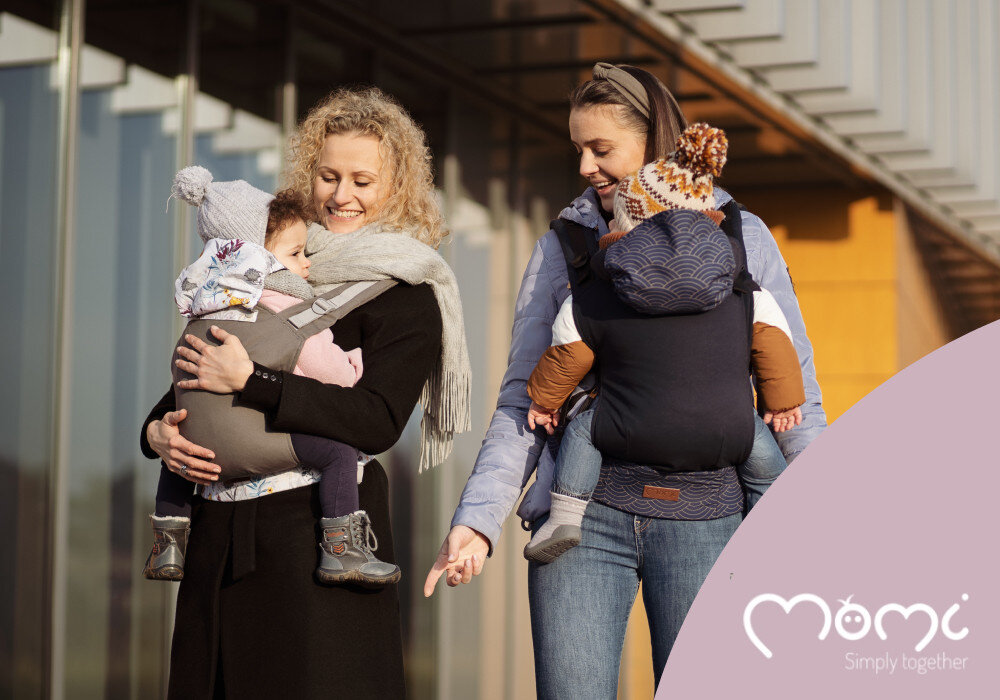 Nosidełko MOMI Collet Wielokolorowy wygląd design tło wizualizacja wygoda i bliskość każdego dnia