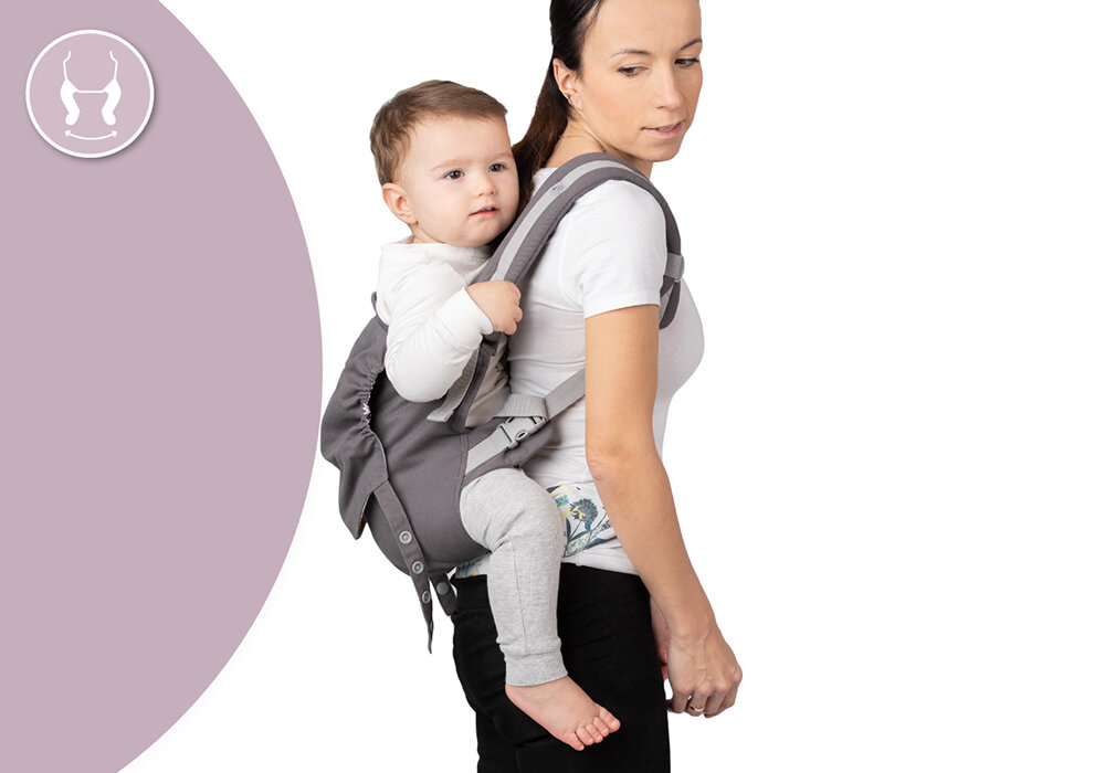 Nosidełko MOMI Collet Wielokolorowy Bezpieczna pozycja dziecka szeroki, regulowany panel z podparciem główki  wspiera prawidłowe ułożenie nóżek w literę „M” Hipoalergiczna tkanina