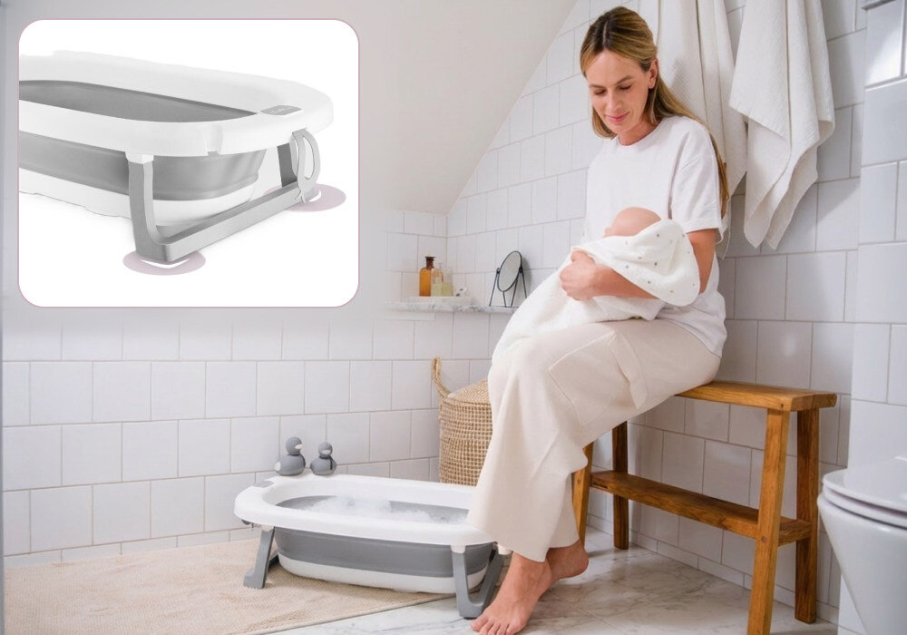 Wanienka MOMI Nata Szary Stabilna i bezpieczna Gumowe nakładki na nóżkach stabilna podstawa