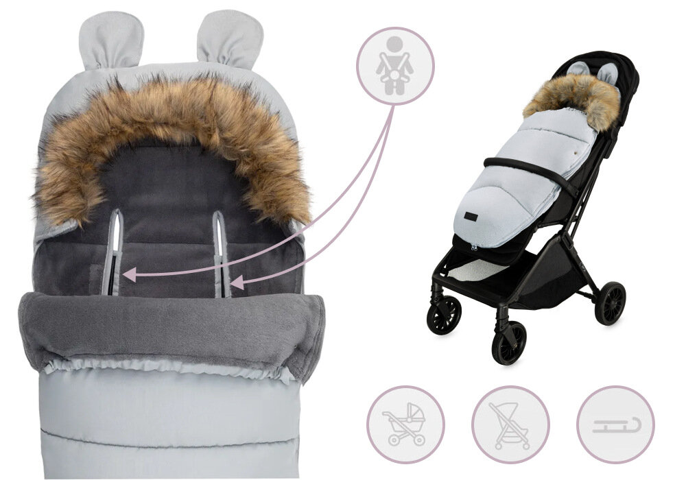 Śpiworek MOMI Cozy Szary Uniwersalny montaż Otwory na pasy uniwersalne  zapięcia 3 i 5-punktowymi