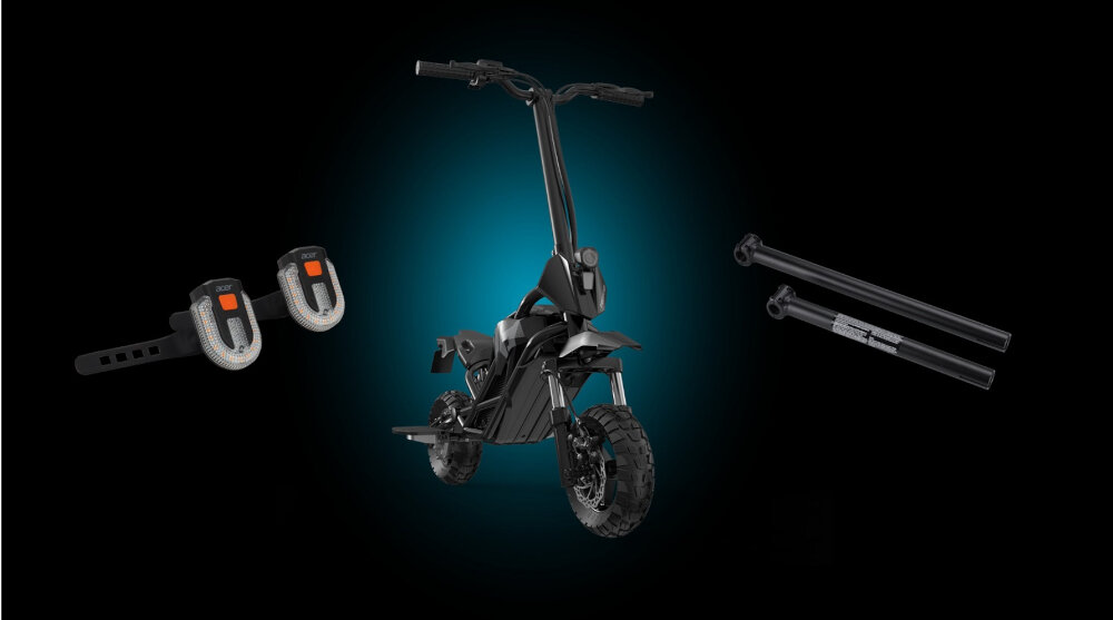 Hulajnoga elektryczna ACER PREDATOR Extreme GP.ESC11.010 Czarny unikalna elastycznosc rury do regulacji wysokosci kierownicy kierunkowskazy montaz pod amortyzatorami nieograniczone mozliwosci