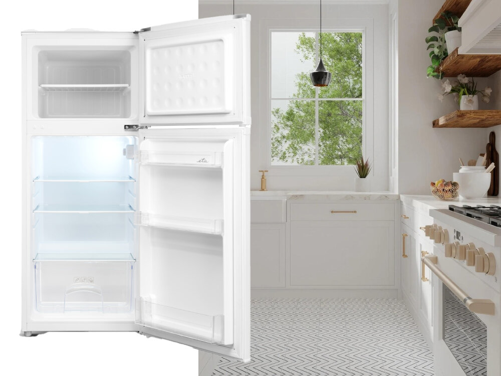 LODÓWKA ETA 174490000E cicha praca poziom hałasu 40 dB brak zakłóceń spokoju domowników energooszczędne oświetlenie LED doskonała widoczność wewnątrz regulowany termostat idealna temperatura łatwa obsługa