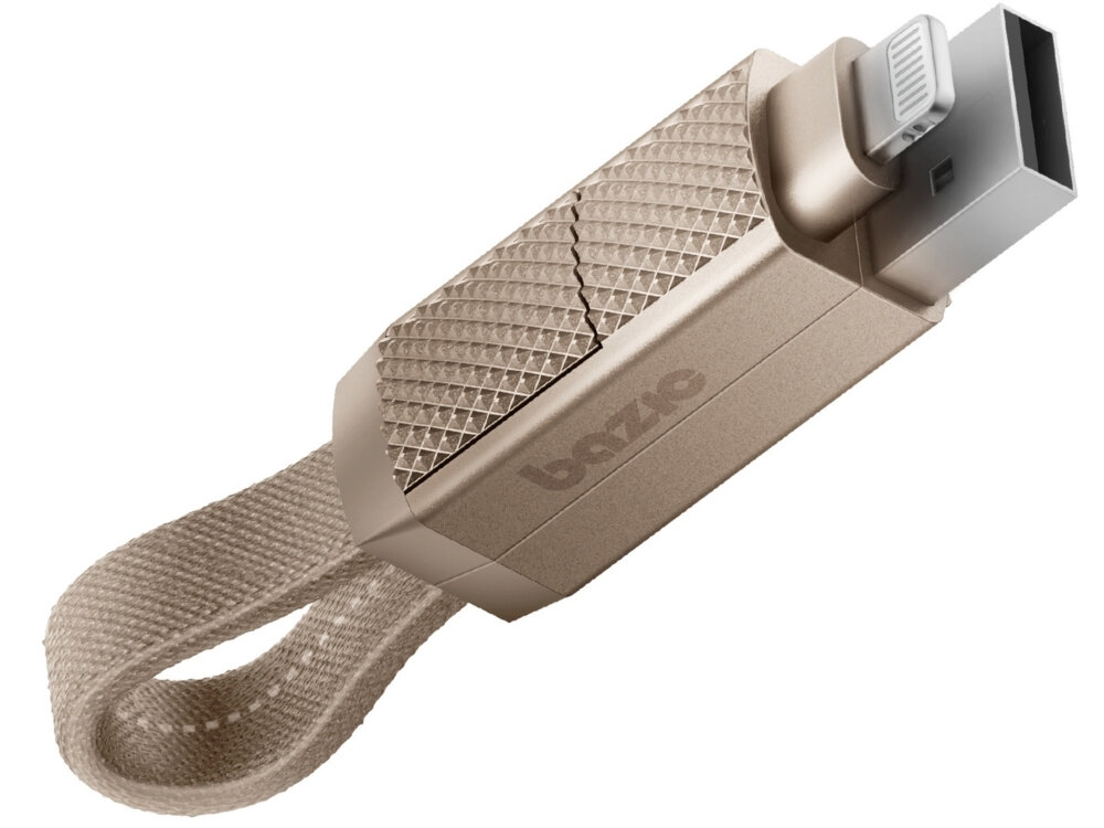 Kabel USB-A/USB-C - USB-C/Lightning ENERGEA Bazic GoCharge Alucable 60W 1m kabel na białym tle