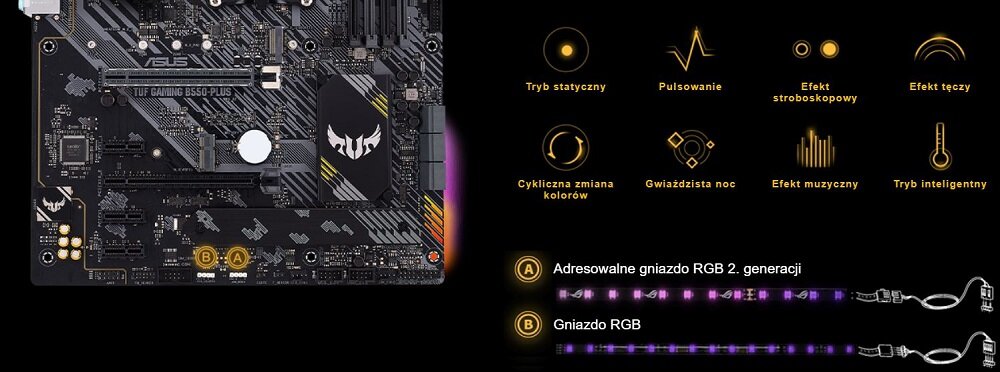 Płyta główna ASUS Tuf Gaming B550-Plus - oswieltenie  