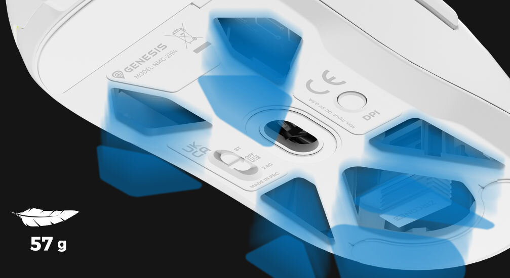 Mysz GENESIS Zircon 660 Pro biały waga 57 gram wysoka stabilność szybka reakcja lekka konstrukcja przemyślany dobór materiałów