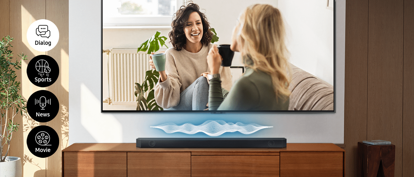 Soundbar Samsung HW-Q600C wzmocni dialog i zoptymalizuje dźwięk w grach, filmach czy transmisjach sportowych