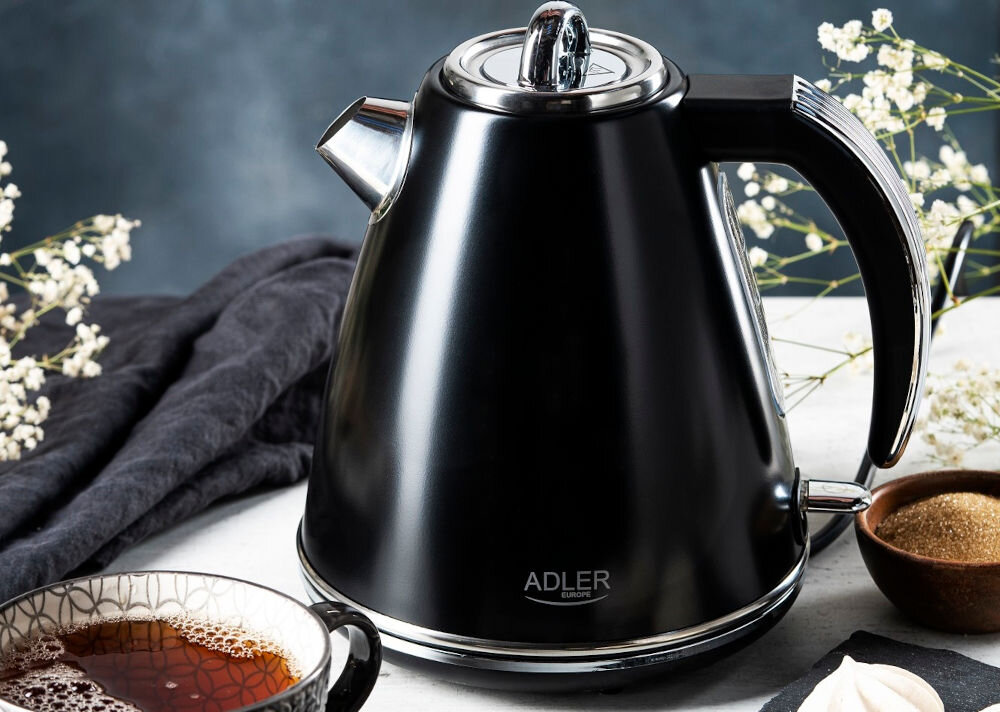 Czajnik ADLER AD 1343 czarny pojemnosc 1,5l bezpieczenstwo blokada wlaczenia pustego czajnika automatyczne wylaczenie