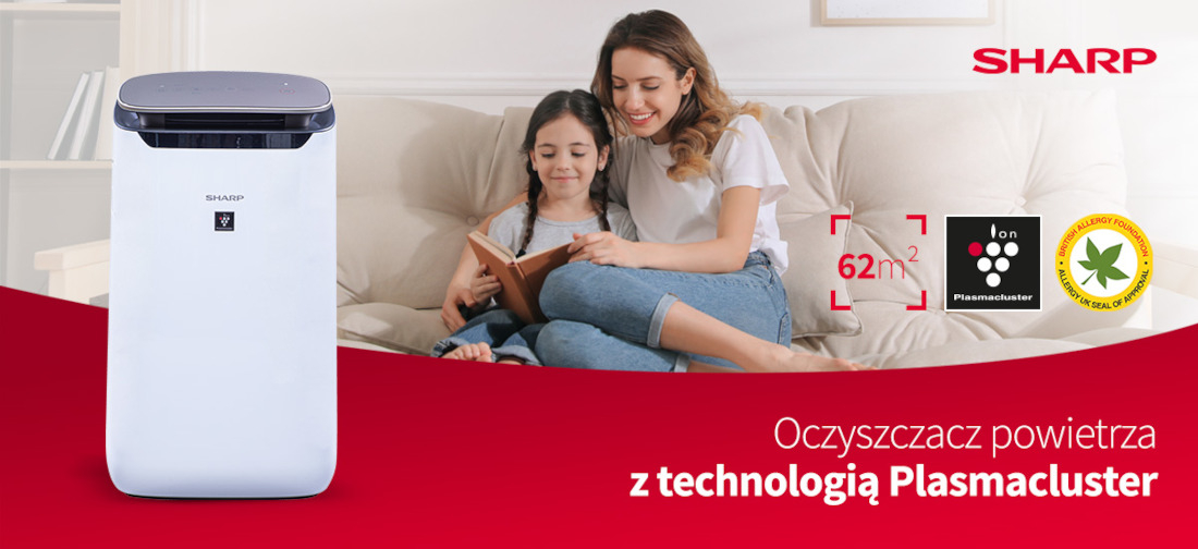 Oczyszczacz powietrza SHARP FP-J80EUW wygląd design tło prezentacja wizualizacja Czyste powietrze w Twoim domu