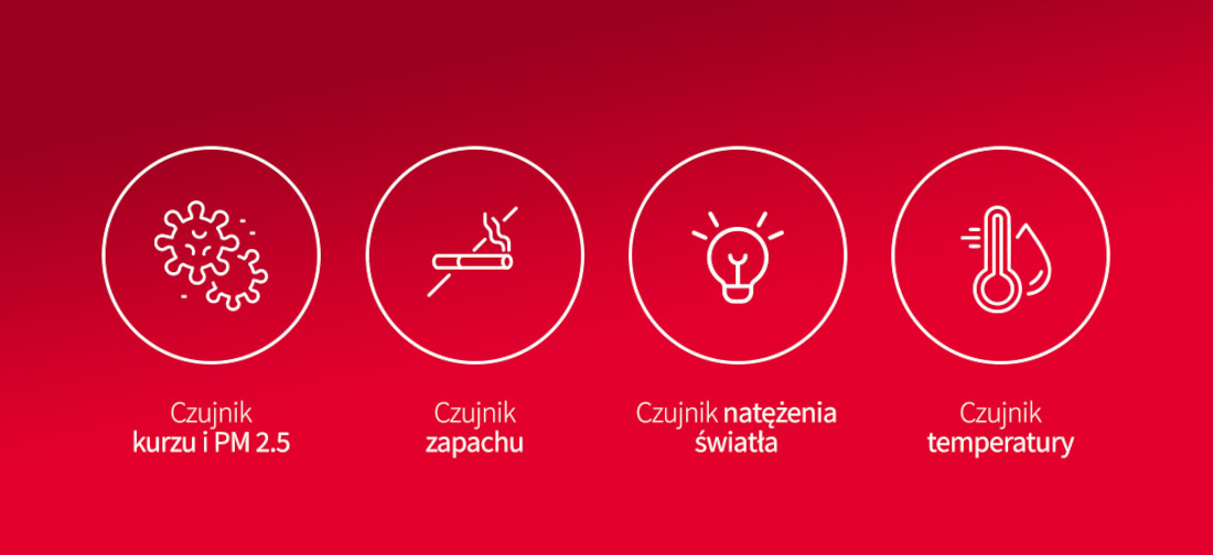 Oczyszczacz powietrza SHARP FP-J80EUW automatyczna reakcja czujniki automatycznie dostosowuje intensywność pracy