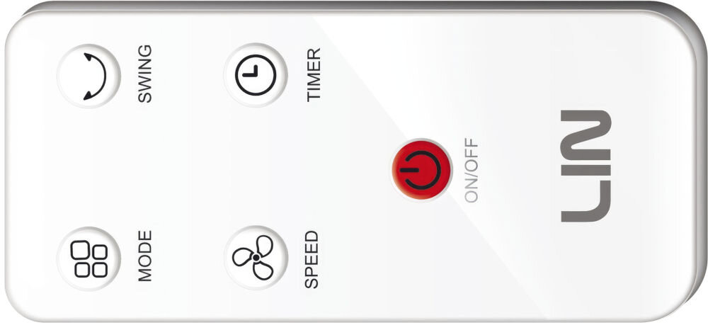 Wentylator LIN FX-05R Biały dołączony pilot intuicyjny panel sterowania zmiana ustawień urządzenia dostosowanie pracy wiatraka 