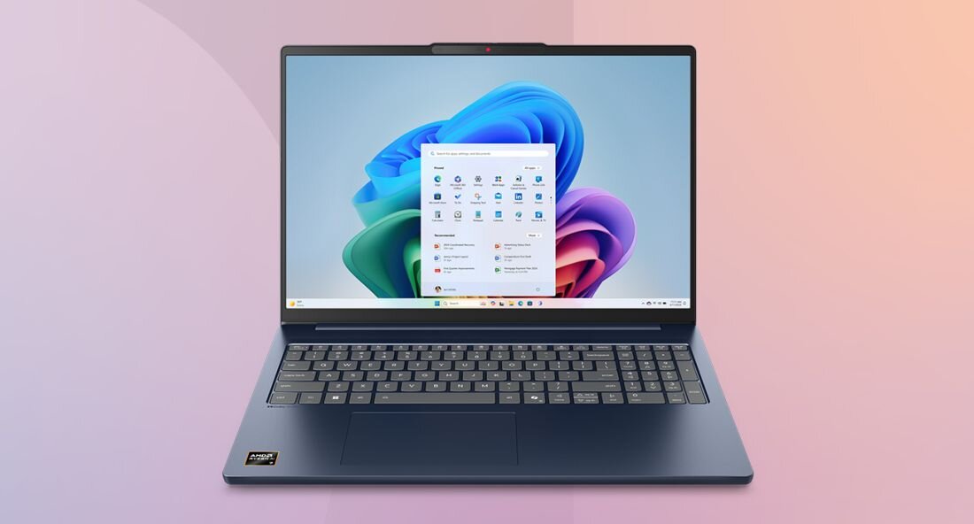 Laptop Lenovo IdeaPad Slim 5 10. generacji z systemem Windows 11, widok z przodu na ekran startowy i pełnowymiarową klawiaturę, ciemna obudowa na pastelowym tle. - Intel Core Opis serii Laptop Lenovo IdeaPad Slim 5 10. generacji z systemem Windows 11, widok z przodu na ekran startowy i pełnowymiarową klawiaturę, ciemna obudowa na pastelowym tle. 