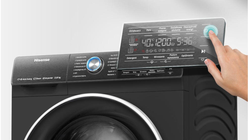 HISENSE-WDQR1014EVAJ pralko-suszarka opóźniony start wybrany program rozpoczęcie