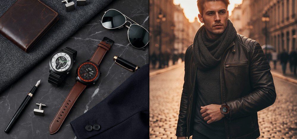 Smartwatch BEMI Zeno AI dwa paski stalowa bransoleta skórzany pasek