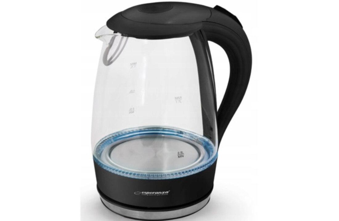 Czajnik ESPERANZA EKK011K Salto Angel Czarny pojemność moc wykonanie podświetlenie wnętrza otwieranie pokrywki jednym przyciskiem zabezpieczenie
