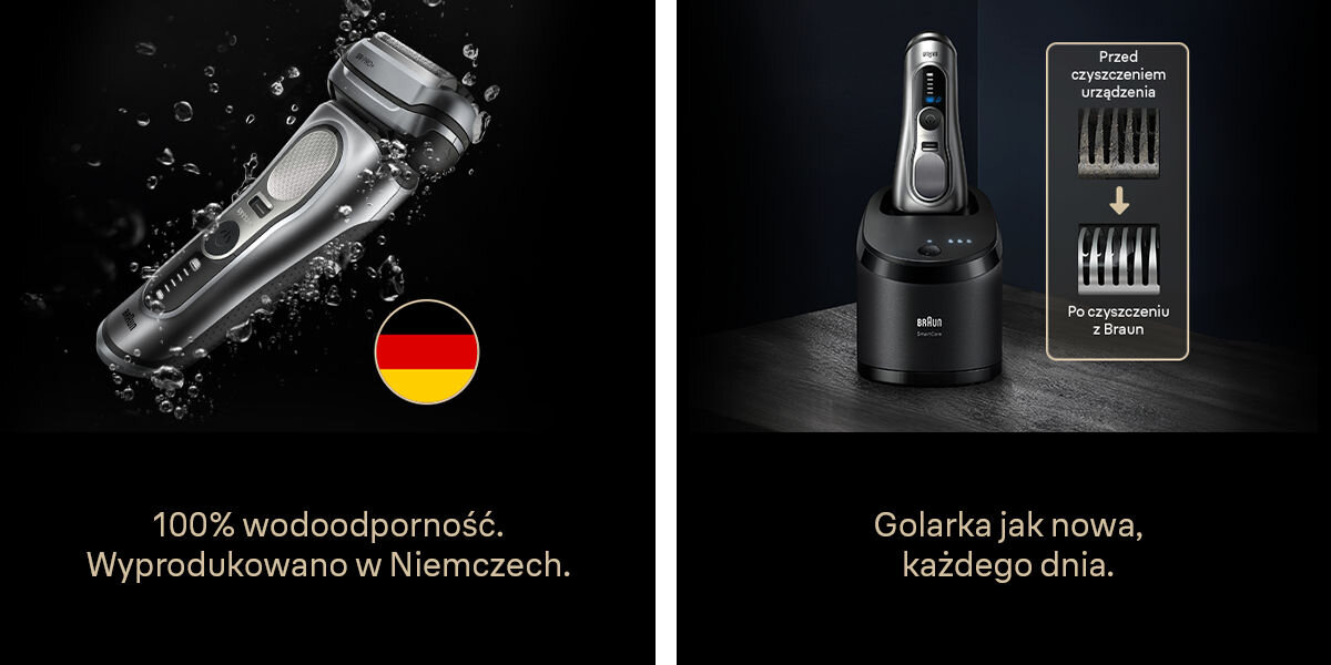 Golarka BRAUN Seria 9 9667CC PRO+ Na mokro i sucho odporna na działanie wody, użycie na mokro i na sucho, etui ładujące power case