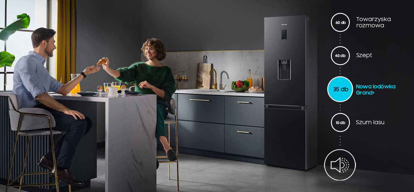 Niski poziom hałasu w porównaniu do innych źródeł - lodówka RB34C652EBN