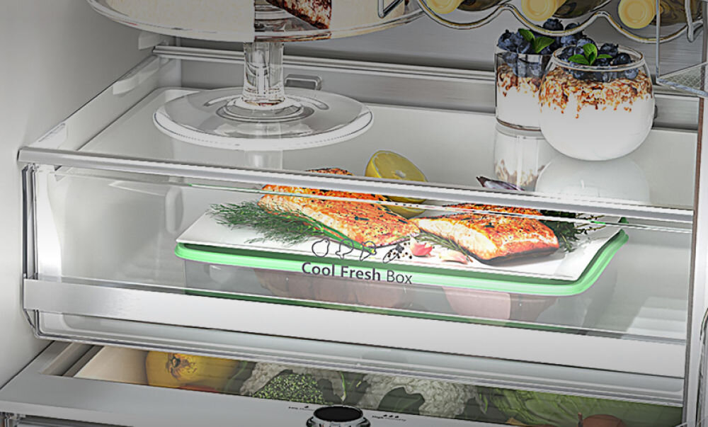 Lodówka HISENSE RF632N4GBE1 No Frost 200cm Czarne szkło szuflada obniżona temperatura