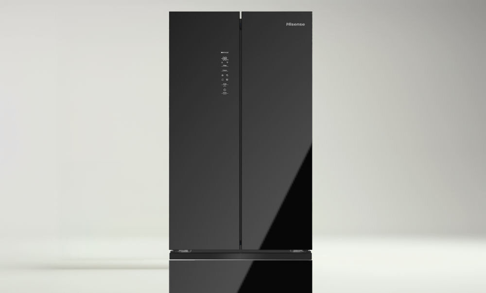 Lodówka HISENSE RF632N4GBE1 No Frost 200cm Czarne szkło szklane drzwi