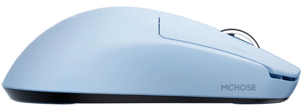 MCHOSE L7 Ultra Przełączniki Omron Optical żywotność do 70 milionów kliknięć Scroll enkoder TTC Gold odporna na odciski i zarysowania powłoka UV - mysz w kolorze niebieskim od boku