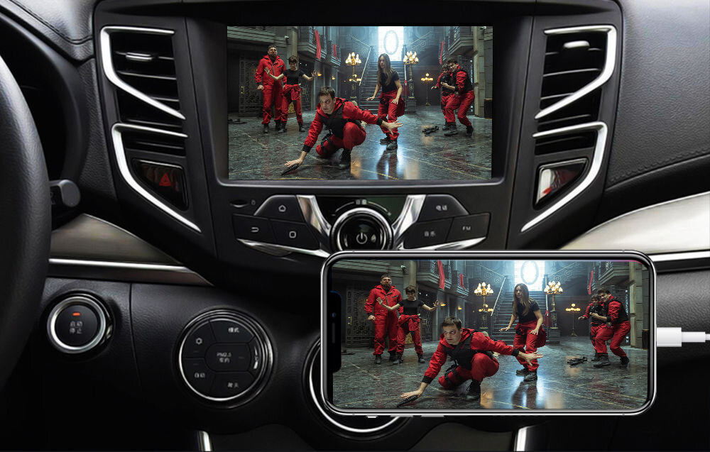 Adapter CARLINKIT CCPA Czarny nawigacja odtwarzanie muzyki asystenka głosowa Siri obsługa połączeń telefonicznych tryb dzielonego okranu Google Maps Spotify youtube music waze netflix whatsapp