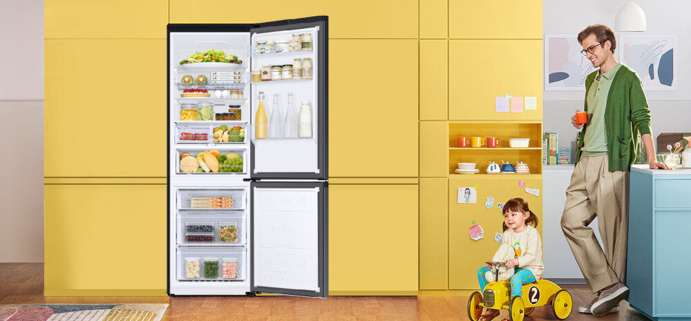 LODÓWKA SAMSUNG RB34C675EBN półki przechowywanie