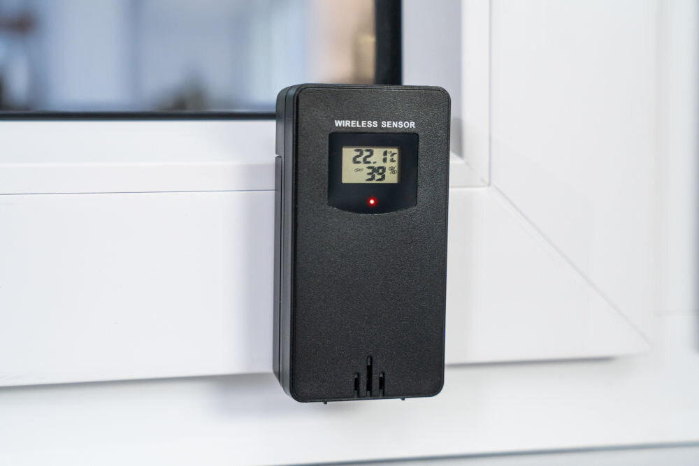 Stacja pogody GOLDENLINE GMS500 czujnik zewnątrzny przymocowany na ramie okiennej przewidywanie zmian zasięg do 80 km