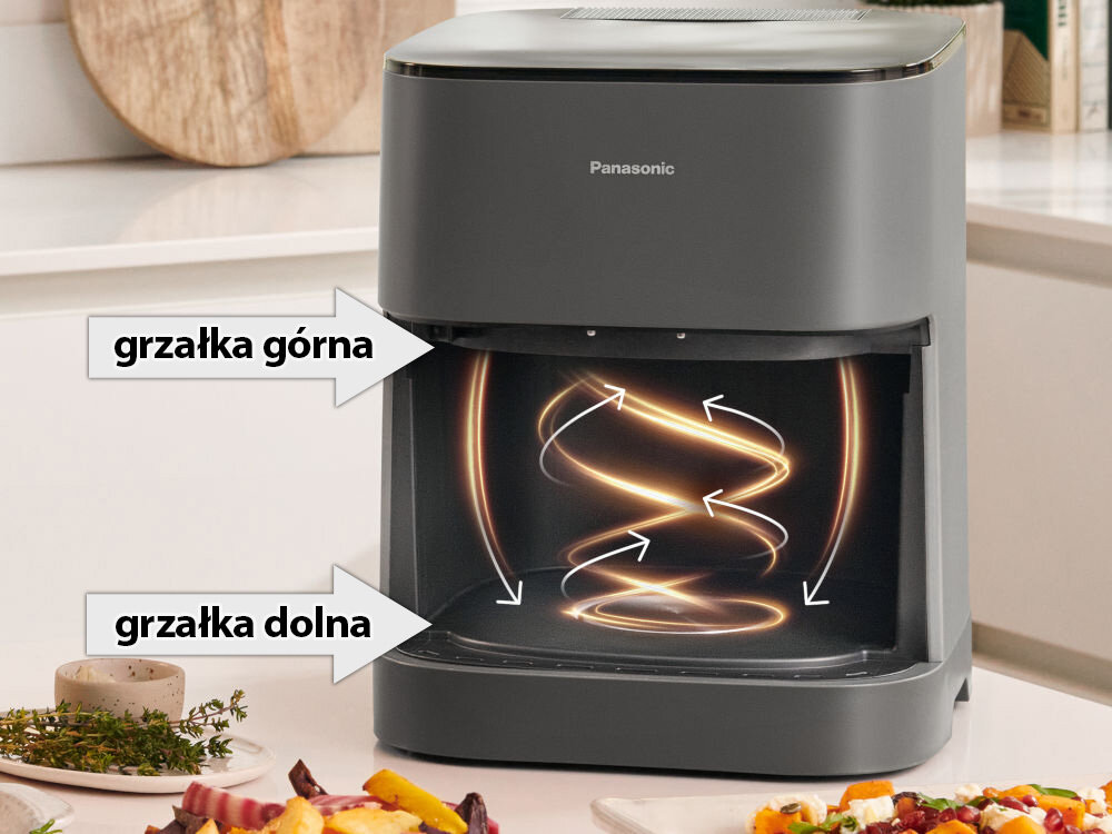 Frytkownica beztłuszczowa PANASONIC NF-CC500SXE Air Fryer gorące powietrze rozprowadzenie