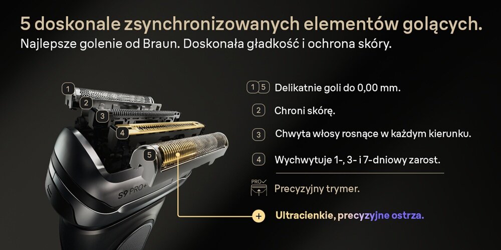 Golarka BRAUN Seria 9 9610S Na mokro i sucho profesjonalne golenie, bez podrażnień i zacięć, pielęgnacja i ochrona