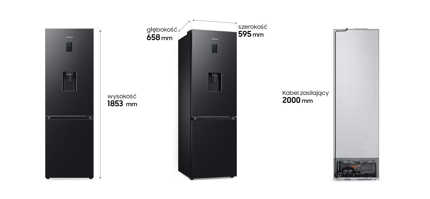 Lodówka Samsung Grand+ RB34C652EBN - wymiary lodówki