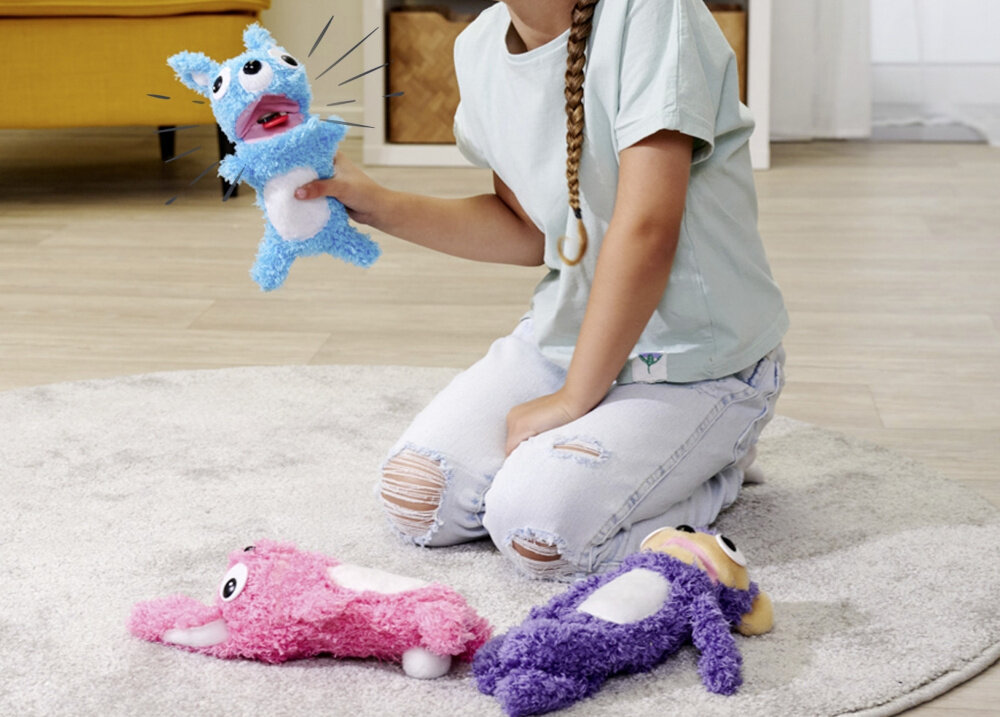 Maskotka SIMBA ScreamerZ Króliczek 105953332 rozowy kolor miekkie futerko przytulanka dlugie uchy wylupiaste szalone oczy w ofercie Malpka i Mis