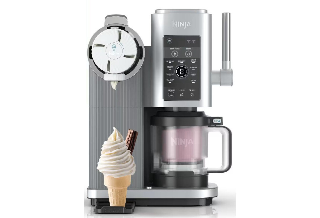 Maszynka do lodów NINJA Creami Swirl NC701EU Dwa kubki o pojemności 480 ml przygotowanie sporej ilości deseru jednocześnie prezentacja na wprost