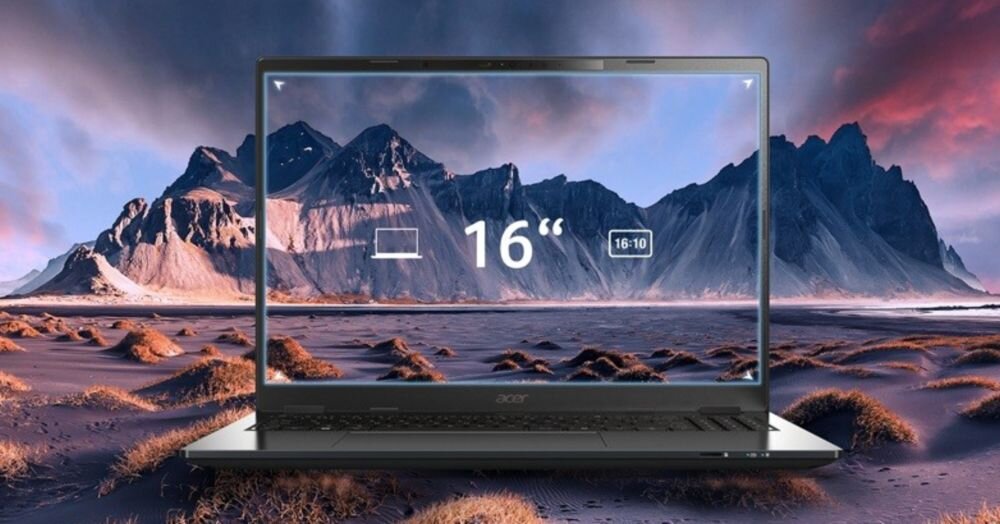 Laptop ACER TravelMate P4 16 z ekranem dotykowym i rysikiem pokazuje tryby pracy 2w1 podczas tworzenia notatek i projektów.