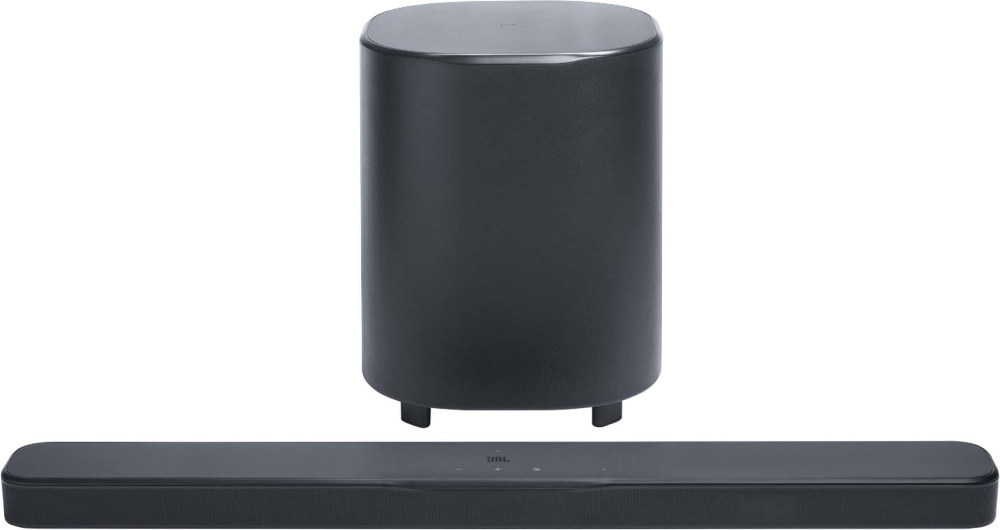 Soundbar JBL BAR 500 MkII Bluetooth 5.3 Wi-Fi 2,4 5 GHz odtwarzanie muzyki bezprzewodowe, urządzenie od frontu na białym tle
