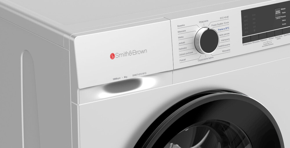 Pralka SMITH&BROWN SWAT-610-W13 szybkie odświeżanie walka z zabrudzeniami dbałość o higienę