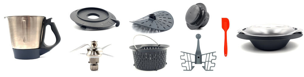 Robot wielofunkcyjny COBBO 7 Termorobot TC-7B (WiFi) 1500W z wbudowaną wagą i funkcją gotowania kompletny zestaw dodatkowe akcesoria naczynie parowe koszyczek osłona