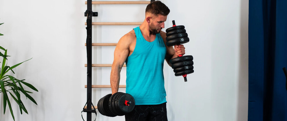 Zestaw hantli HMS 6w1 hantle dwie sztuki ramiona rece