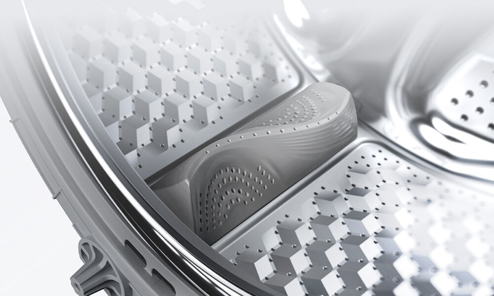 Pralka MIDEA MF110W60 W-PL 6kg 1000 obr łopatki o zakrzywionym kształcie, skuteczne usuwanie uporczywych plam, ochrona struktury materiału, zadbane pranie