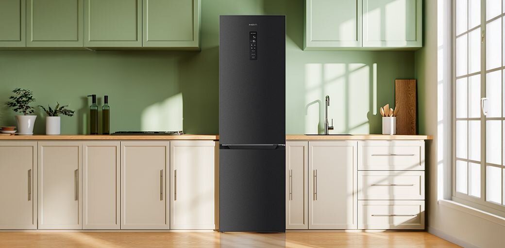 Lodówka Total No Frost MPM-400-FF-61/C w jasnej zabudowie kuchennej.