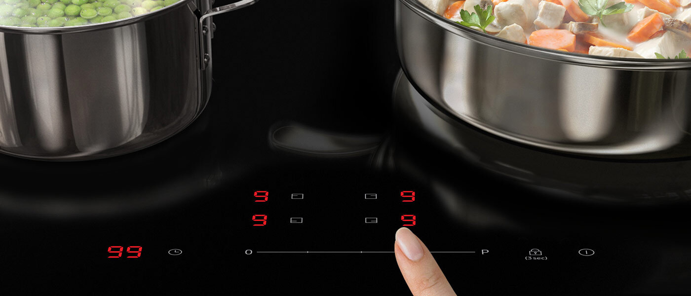 Czerwone dotykowe ikonki płyty indukcyjnej Samsung NZ64T3707C1