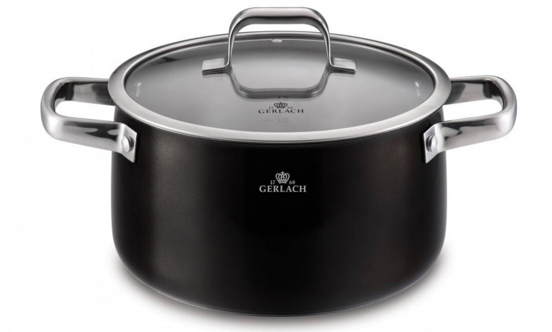 Zestaw garnków GERLACH Prime (6 elementow) mozliwosci mycia w zmywarce najwyzsza jakosc stali nierdzewnej 18/10 temperatura uzytkowanie