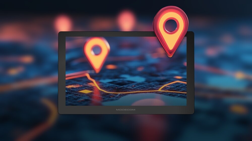 Nawigacja MODECOM Freeway CX 9.0  z ikonami lokalizacji  