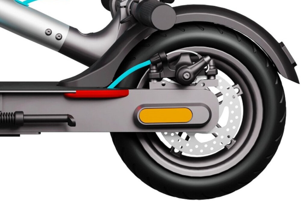 Hulajnoga elektryczna MOTUS Scooty 8.5 Lite Szary przedni hamulec elektryczny tylny hamulec tarczowy duza sila hamowania stopien ochrony IP54