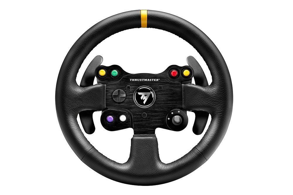 Kierownica THRUSTMASTER TM Leather 28 GT Add on interesujący design skóra skórzana profil z poliuretanu obręcz stalowa sprzężenie zwrotne waga 1kg