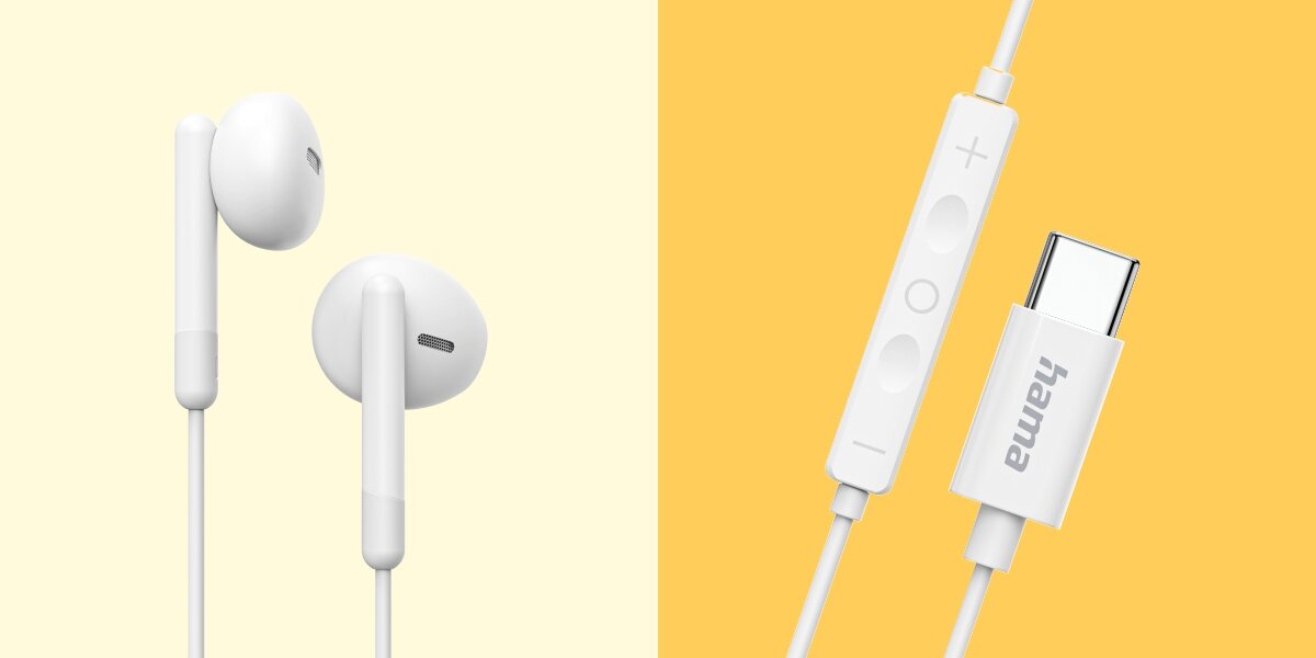 Słuchawki douszne HAMA Classy - Brzmienie i komunikacja, przełączanie między utworami a połączeniami, słuchawki wraz z kadrem na wtyk i pilot