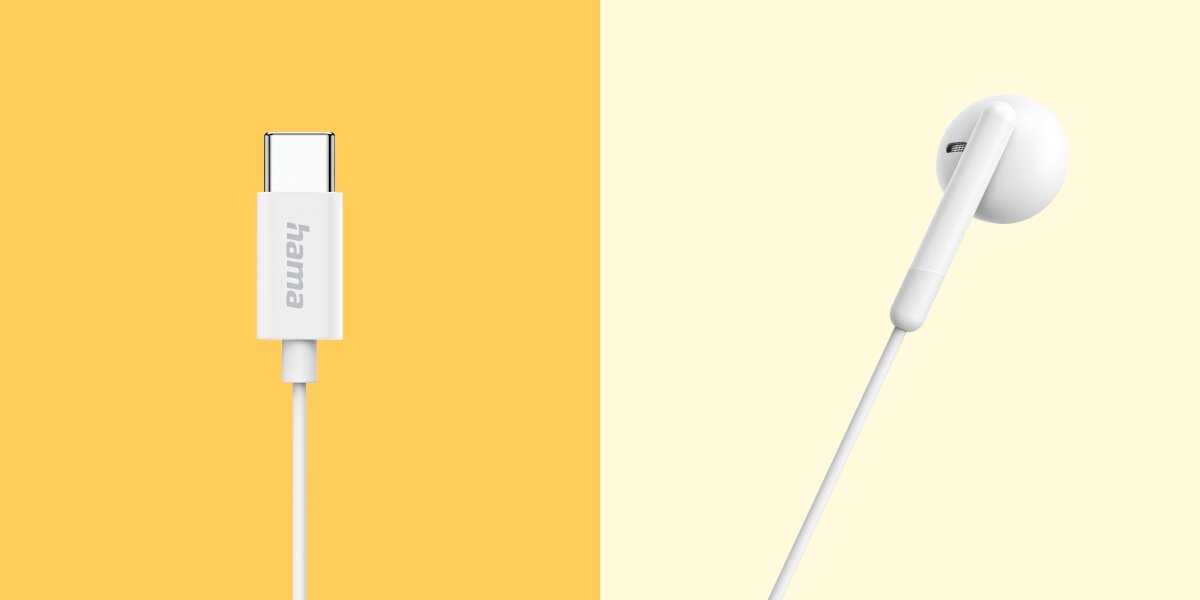 Słuchawki douszne HAMA Classy - Złącze USB-C, słuchawka douszna z kadrem na wtyk USB-C oraz pilotem sterowania