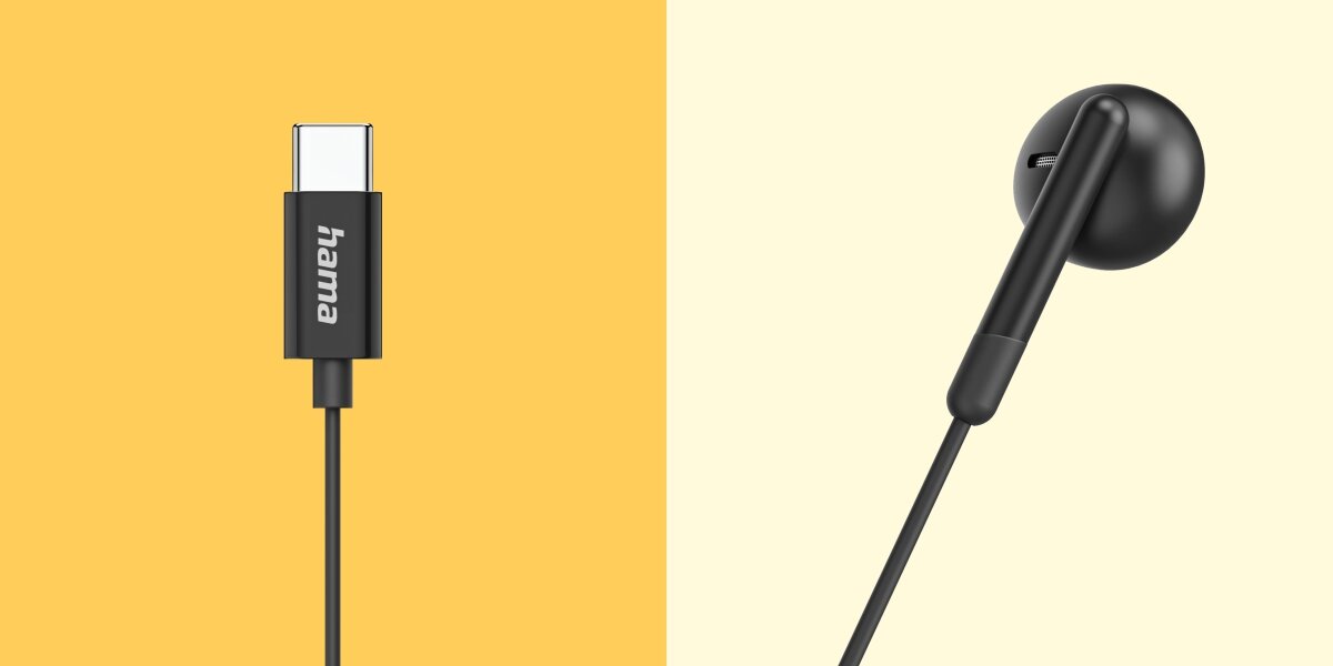 Słuchawki douszne HAMA Classy - Złącze USB-C, słuchawka douszna z kadrem na wtyk USB-C oraz pilotem sterowania